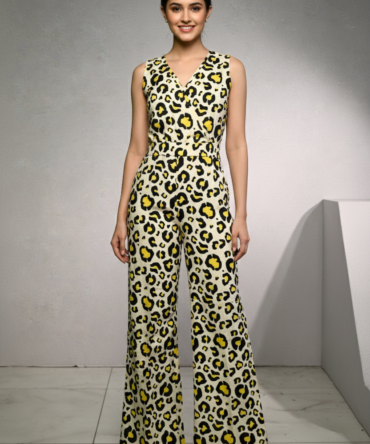 Leopard Print Sleeveless Jumpsuit