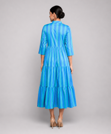 Blue Striped Midi Dress