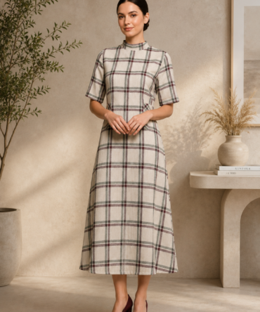Plaid Midi Dress