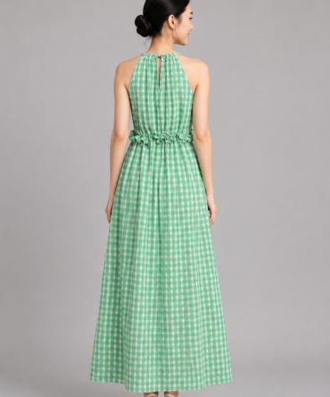 Green Gingham Maxi Dress