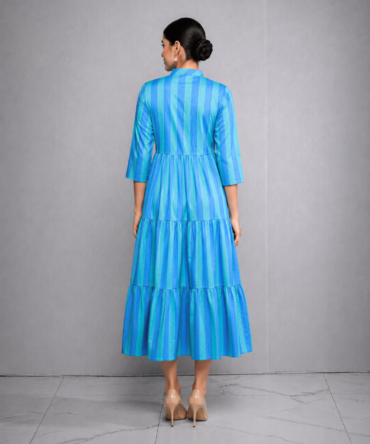 Blue Striped Midi Dress