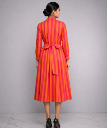 Vibrant Striped Midi Dress