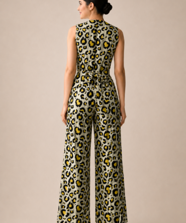 Leopard Print Sleeveless Jumpsuit