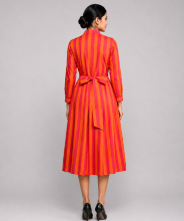 Vibrant Striped Midi Dress