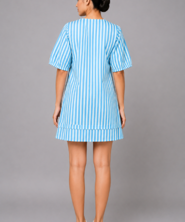 Blue Striped Short Kurti