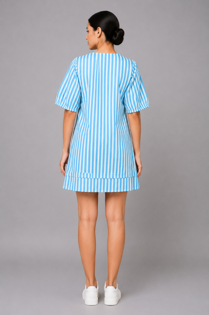 Blue Striped Short Kurti