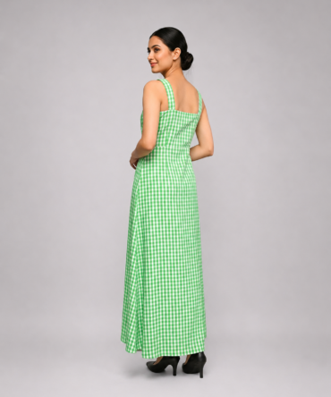 Green Checked Maxi Dress