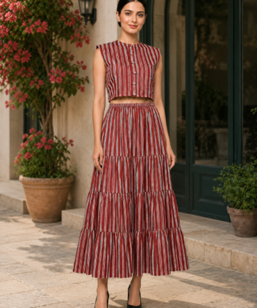 Red Striped Co-Ord Set Dress