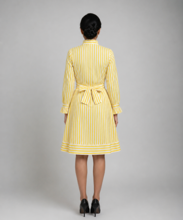 Yellow Striped Fit & Flare Dress